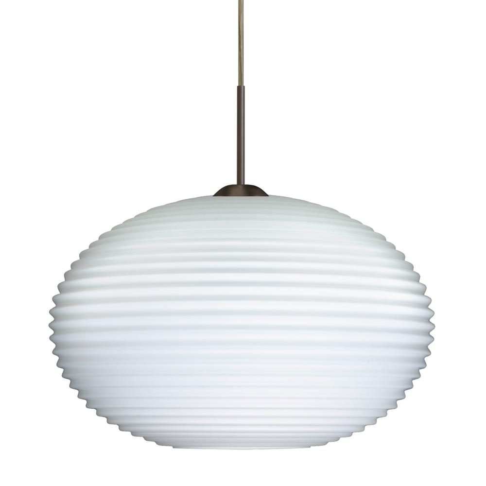 Besa Pendant Pape 12 LED-Bronze Opal Ribbed 1x9W LED, 15Ft. Cord