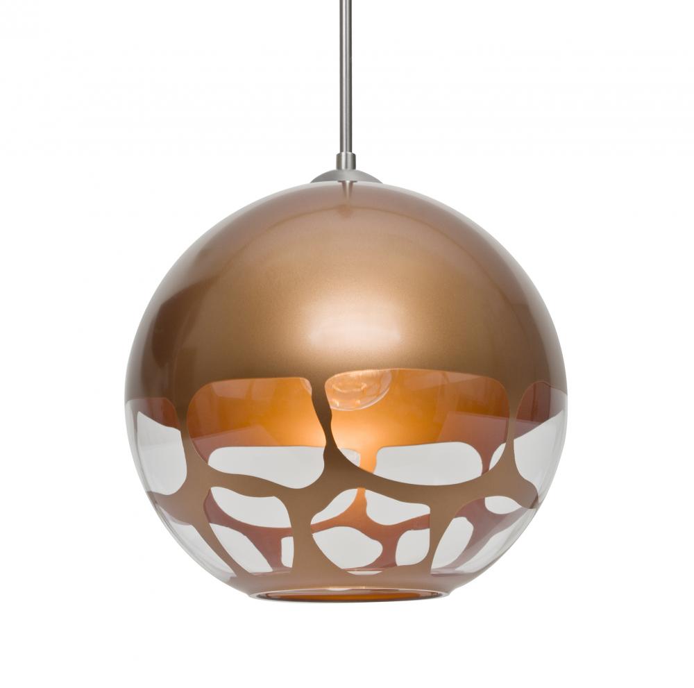 Besa, Rocky Cord Pendant, Copper, Satin Nickel Finish, 1x60W Medium Base, 15Ft. Cord