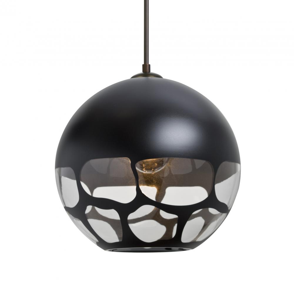 Besa, Rocky Cord Pendant, Black, Bronze Finish, 1x60W Medium Base, 15Ft. Cord