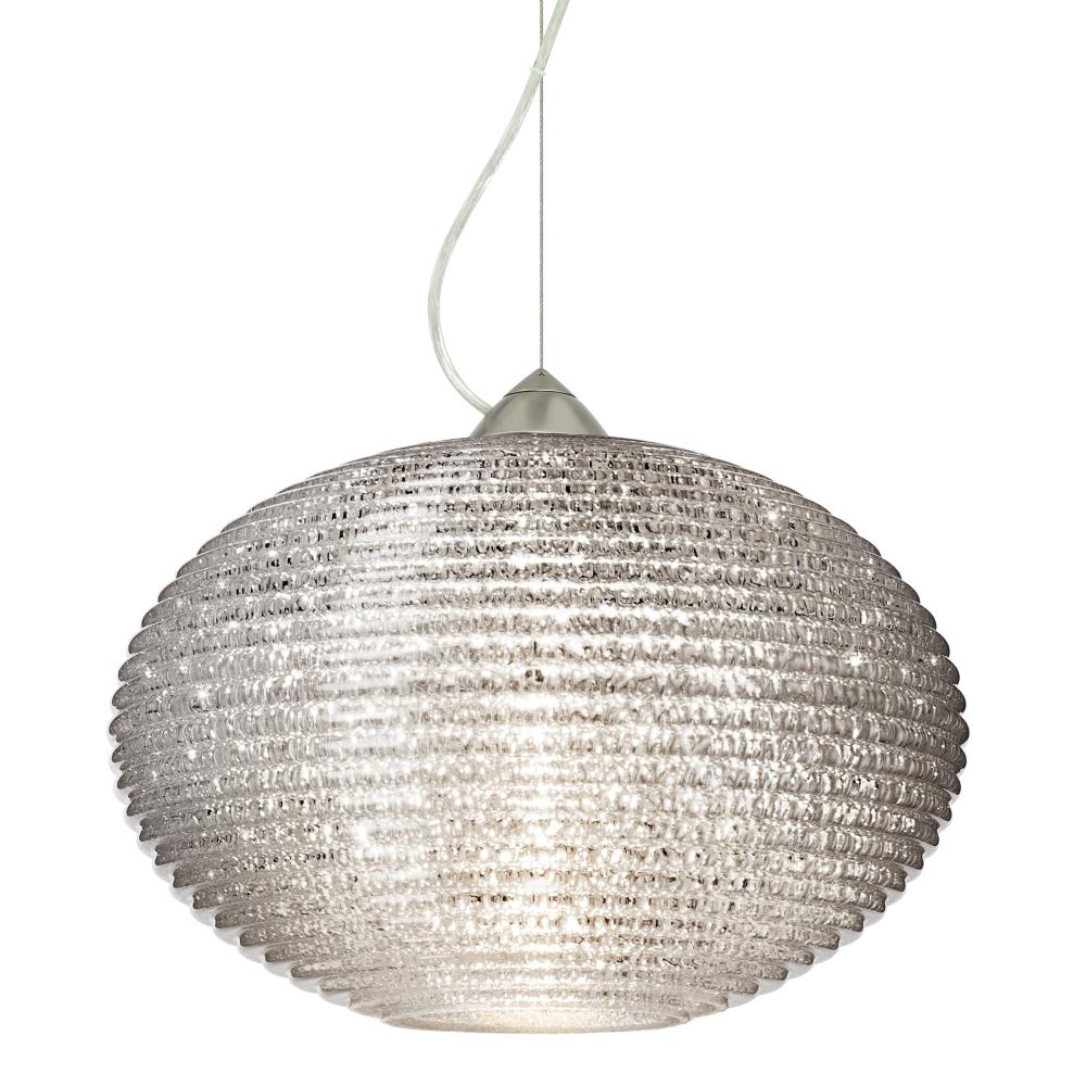 Besa Pape 12 Pendant 1Kx Glitter Satin Nickel 1x75W Medium Base, 15Ft. Cord