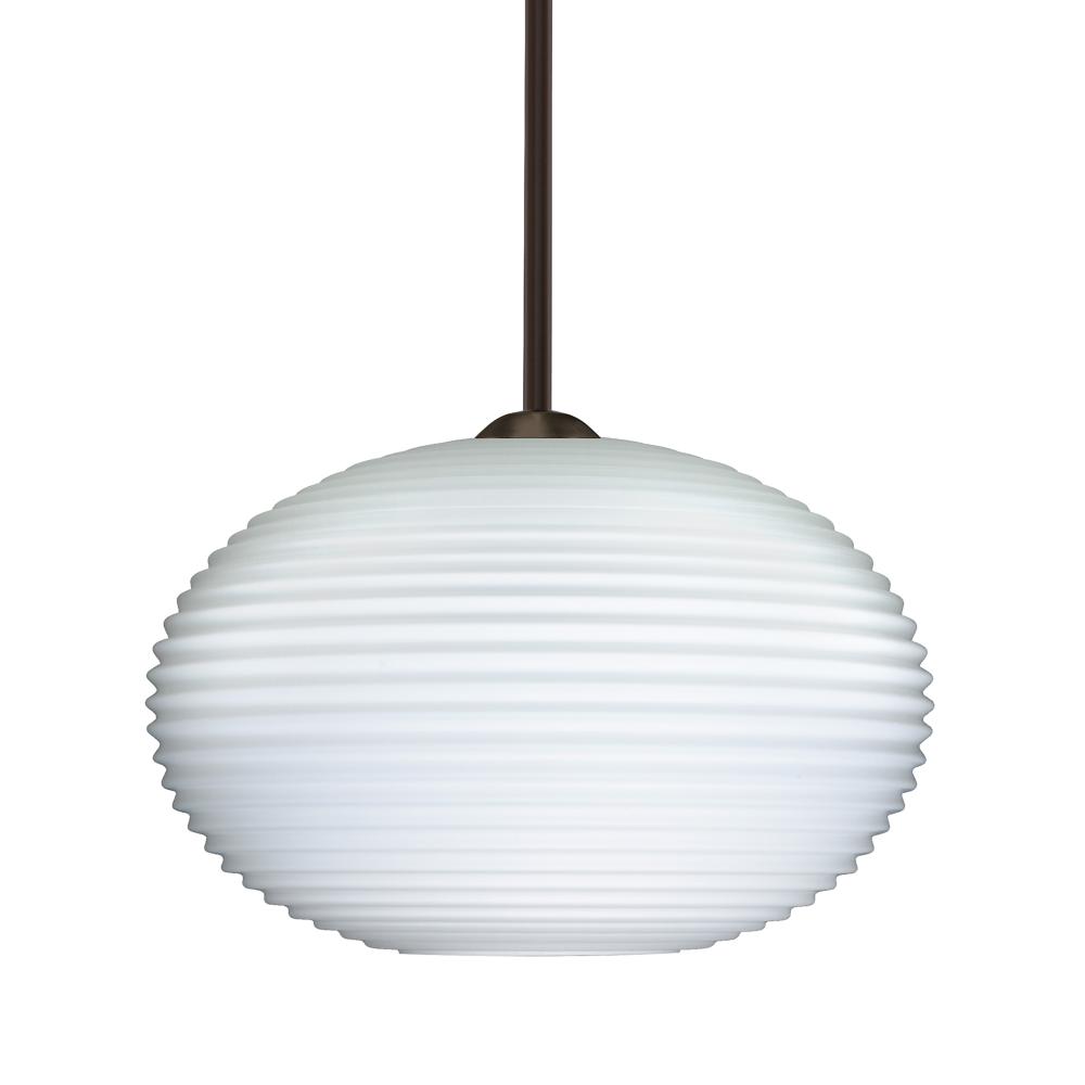 Besa Stem Pendant Pape 10 Bronze Opal Ribbed 1x75W Medium Base, 15Ft. Cord