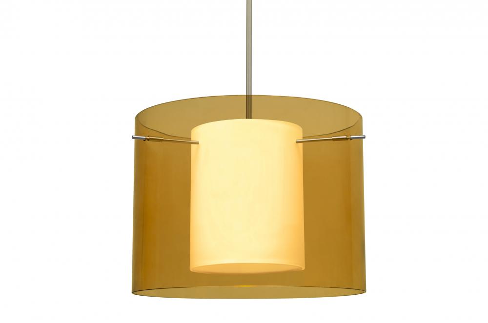 Besa Stem Pendant Pahu 16 Satin Nickel Transparent Armagnac/Opal 1x150W Medium Base A