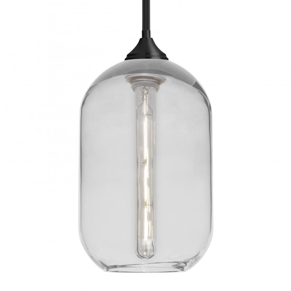 Besa, Omega 12 Stem Pendant, Clear, Black Finish, 1x4W LED Filament
