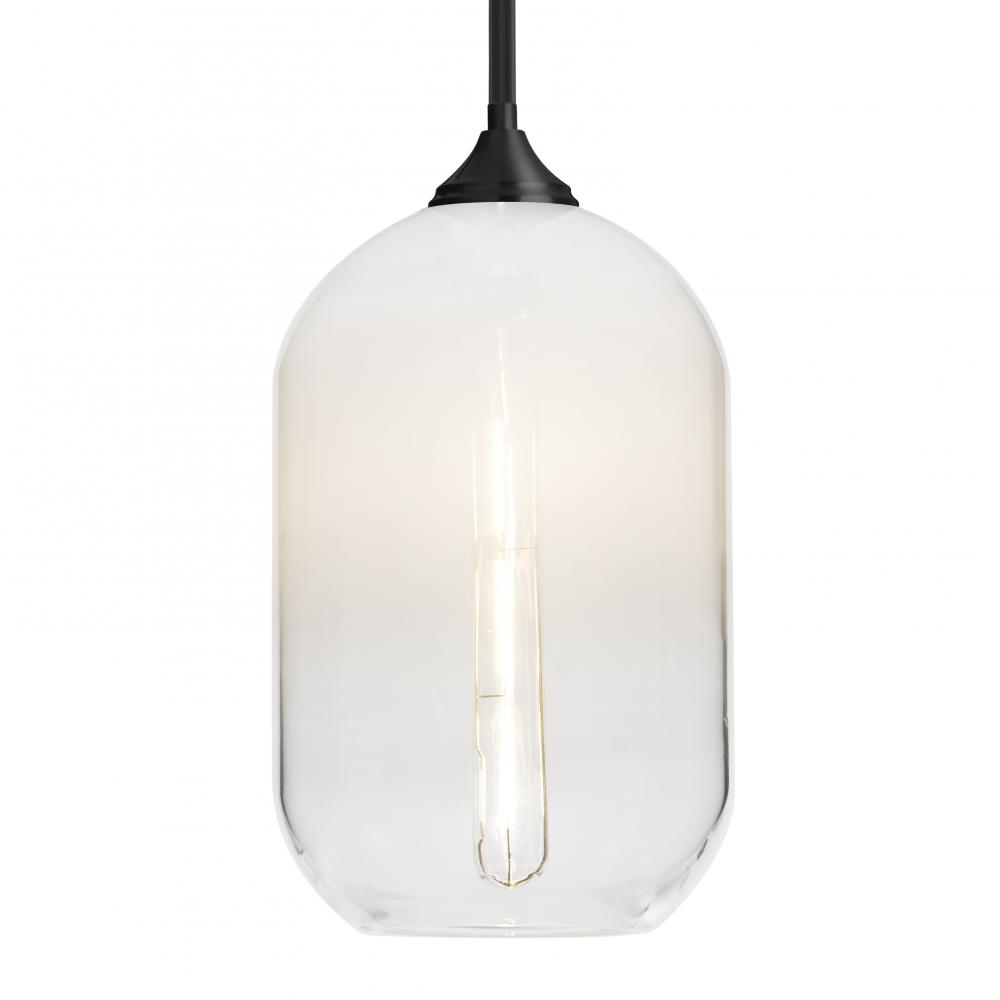 Besa, Omega 12 Stem Pendant, White/Clear, Black Finish, 1x4W LED Filament