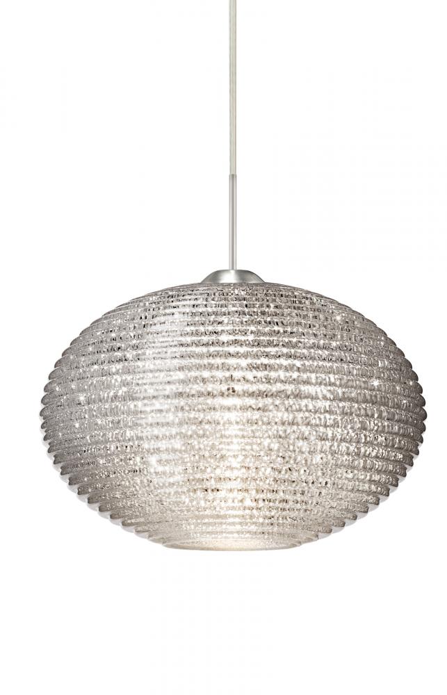 Besa Pendant For Multiport Canopy Pape 12 Satin Nickel Glitter 1x9W LED