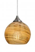 Besa Lighting 1JT-JILLYAM-EDIL-SN-L - Besa, Jilly Cord Pendant, Vapor Amber, Satin Nickel Finish, 1x5W LED Filament, 15Ft.