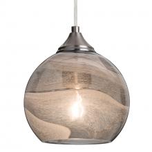 Besa Lighting 1JT-JILLYSM-SN-L - Besa, Jilly Cord Pendant, Vapor Smoke, Satin Nickel Finish, 1x60W Medium Base, 15Ft.
