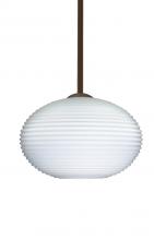 Besa Lighting 1TT-491207-LED-BR-L - Besa Stem Pendant Pape 10 LED-Bronze Opal Ribbed 1x9W LED, 15Ft. Cord