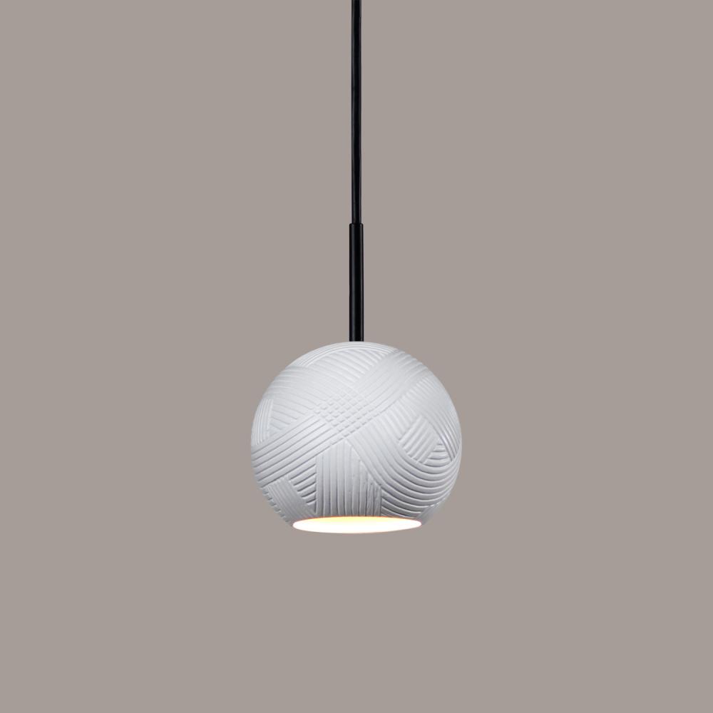 Twine Mini Pendant: Satin White (Black Cord & Canopy)