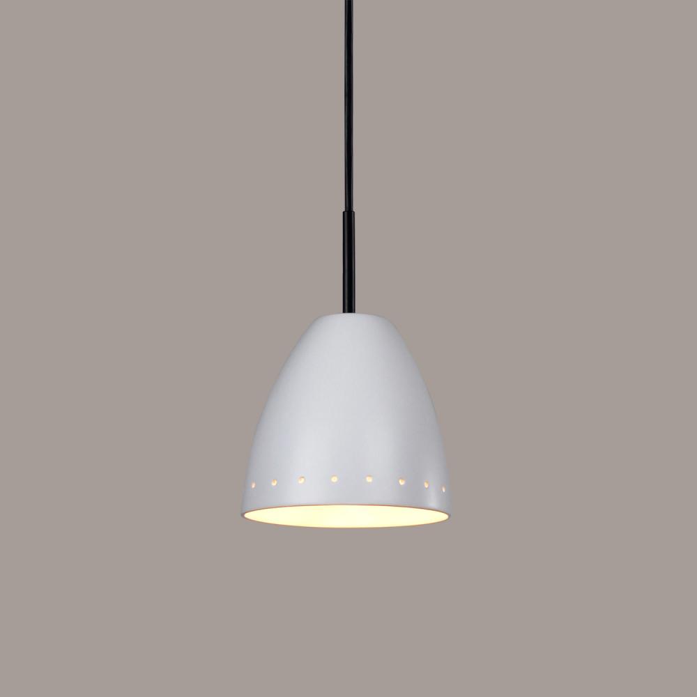 Realm Mini Pendant: Satin White (Black Cord & Canopy)