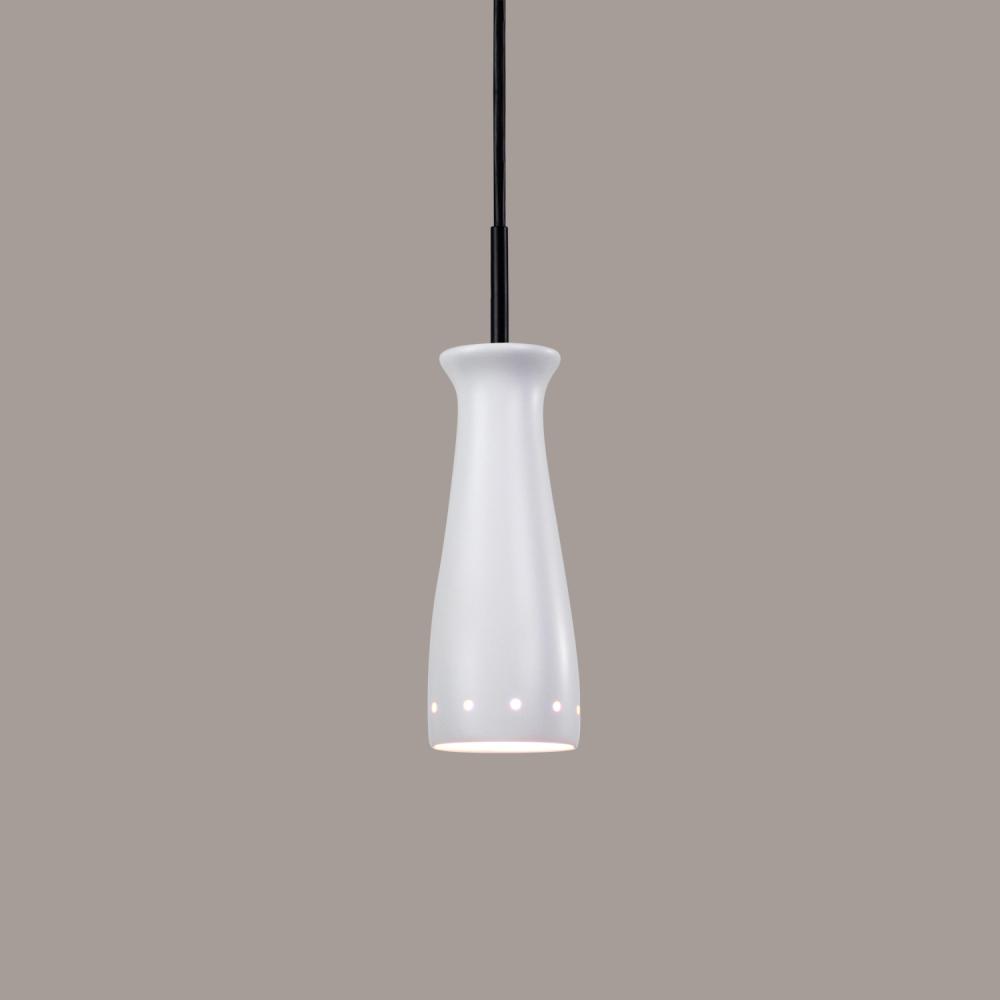 Pilsner Mini Pendant: Satin White (Black Cord & Canopy)
