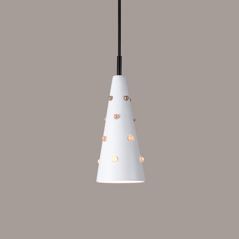 Wizard Mini Pendant: Satin White (Black Cord & Canopy)