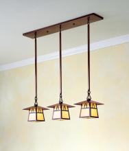Arroyo Craftsman CICH-8/3DCR-P - 8" carmel 3 light in-line chandelier with dart overlay