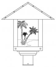 Arroyo Craftsman TRP-16PTAM-P - 16" timber ridge post mount with palm tree  filigree