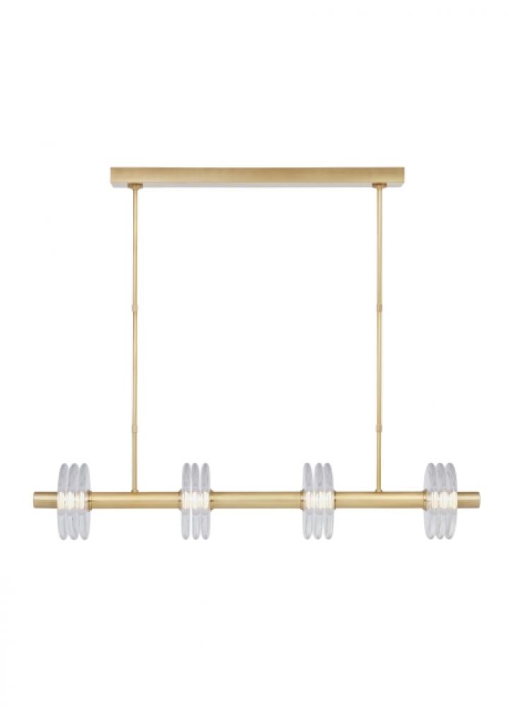 Kelly Wearstler Laurel 4-light dimmable LED large linear chandelier with natural brass finish